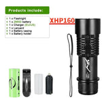 XHP160 LED High Power Diving Torch IPX8 Professional Diving Flashlight 26650 Underwater Lantern Scuba Diving Waterproof Lamp