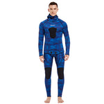 HOT 3mm Camouflage Wetsuit Long Sleeve Fission Neoprene Submersible For Men Keep Warm Top and Pants Two-piece Hooded Diving Suit