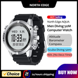 NORTH EDGE Mens Smart Watch Professional Dive Computer Watch Scuba Diving NDL (No Deco Time) 50M Altimeter Barometer Compass New