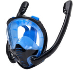 Snorkeling Mask 180°Panoramic View Silicone Dry Top Snorkeling Diving Swimming Goggles with 2 Snorkels Anti-Fog Anti-Leak