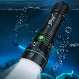 BORUiT 2000LM LED Scuba Diving Flashlight Super Bright P50 IPX8 Waterproof Torch Underwater 100M Spearfishing Lantern