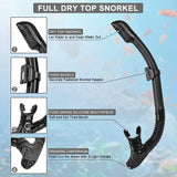 Dry Snorkel Set Diving Mask Professional Scuba Swimming Goggles Anti-Leak Anti-Fog Wide View Tempered Glass Lenses Adults Youth