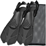 Snorkel Fins Adjustable Buckles Swimming Flippers Short Silicone Scuba Diving Shoes Open Heel Travel Size Adult Men Womens